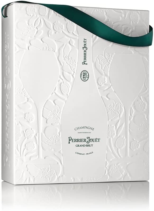 ペリエ・ジュエ グラン ブリュット スパークリングワイン 750ml ギフトボックス入り 2脚セット