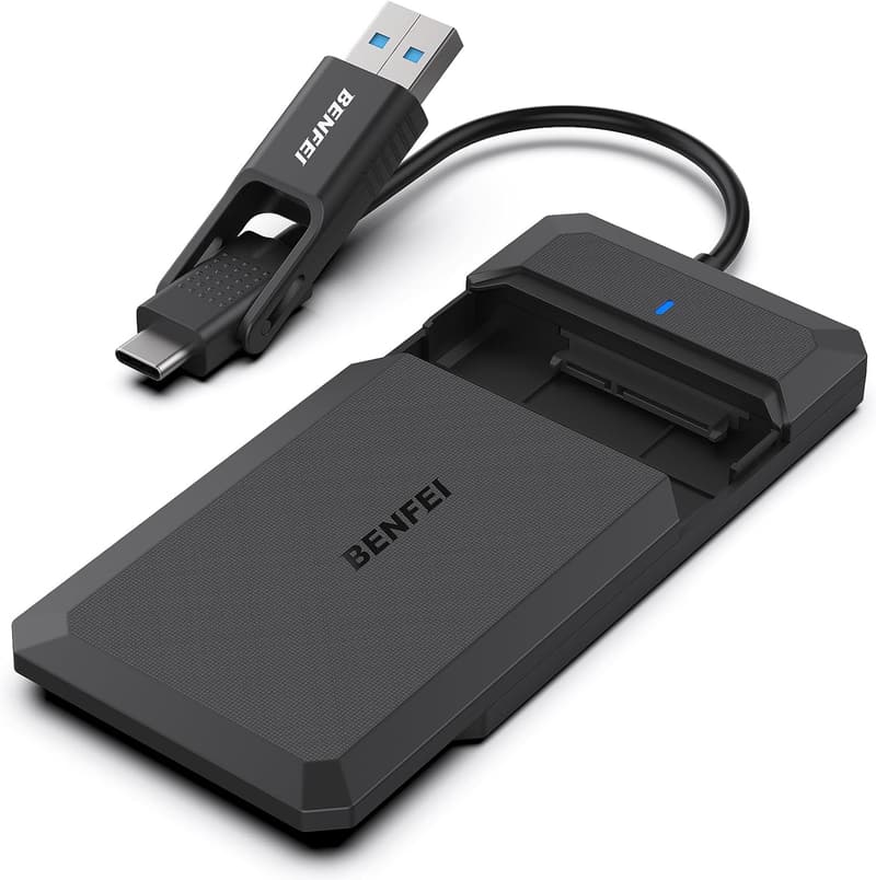 2.5インチSSD用 USB Type-C/Type-A対応ツールフリー外付けハードドライブエンクロージャ