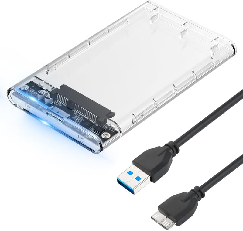 ポータブル透明HDD/SSDケース 2.5インチ 6T対応 UASP・USB3.0 5Gbps転送