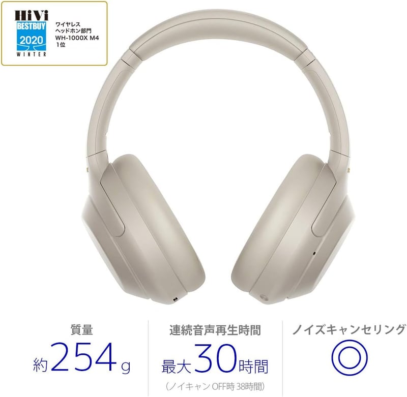 ワイヤレスノイズキャンセリングヘッドホン WH-1000XM4 シルバー 最大30時間再生 Bluetooth/Amazon Alexa対応