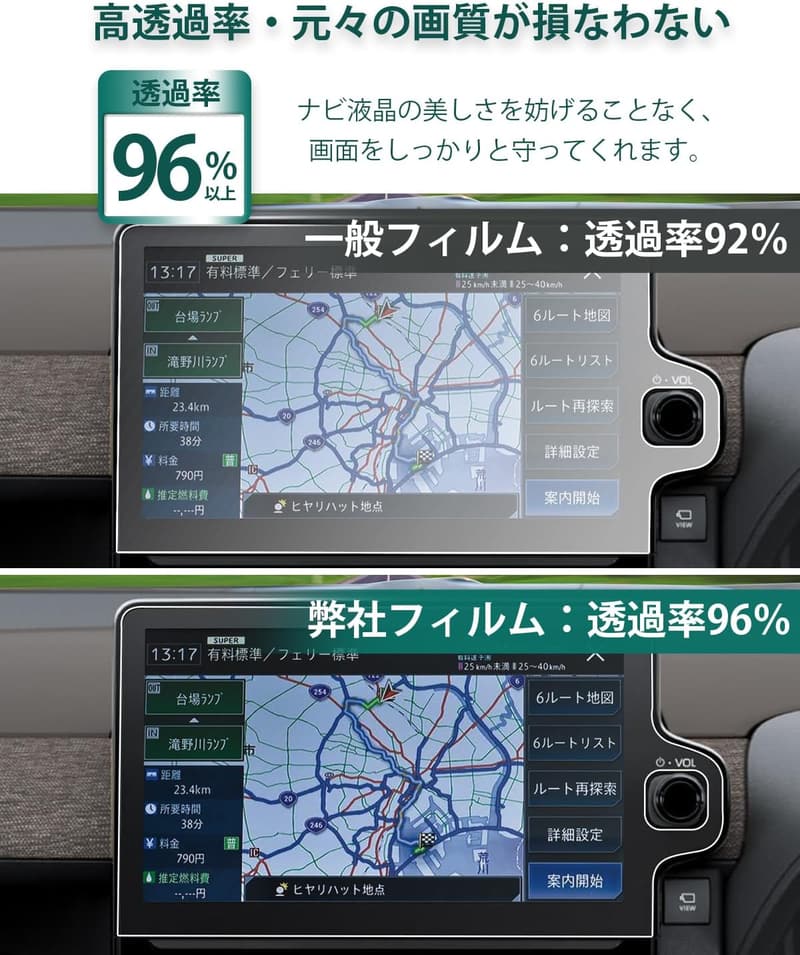 トヨタ シエンタ 10系用 10.5インチ カーナビ保護フィルム 2枚セット 指紋・キズ防止 自己吸着タイプ