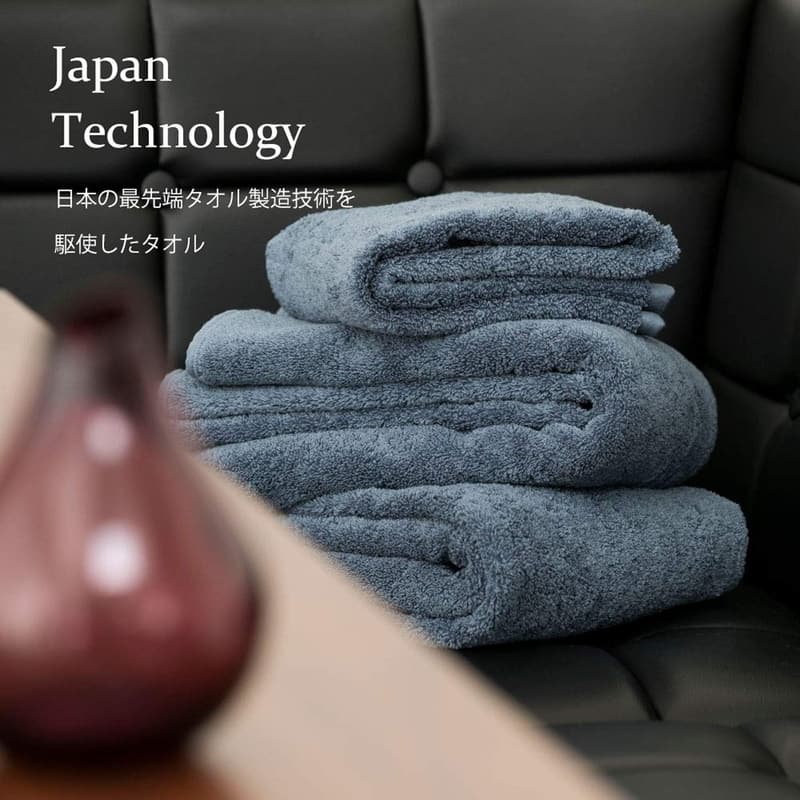 ホテル仕様の厚手ふかふかバスタオルライトグレー4枚セット（綿100%、耐久性、480GSM）