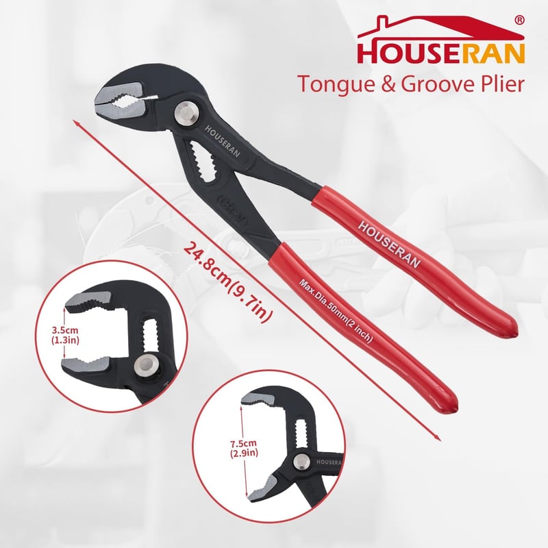 HOUSERAN 248mm ウォーターポンププライヤー パイプ用レンチプライヤー