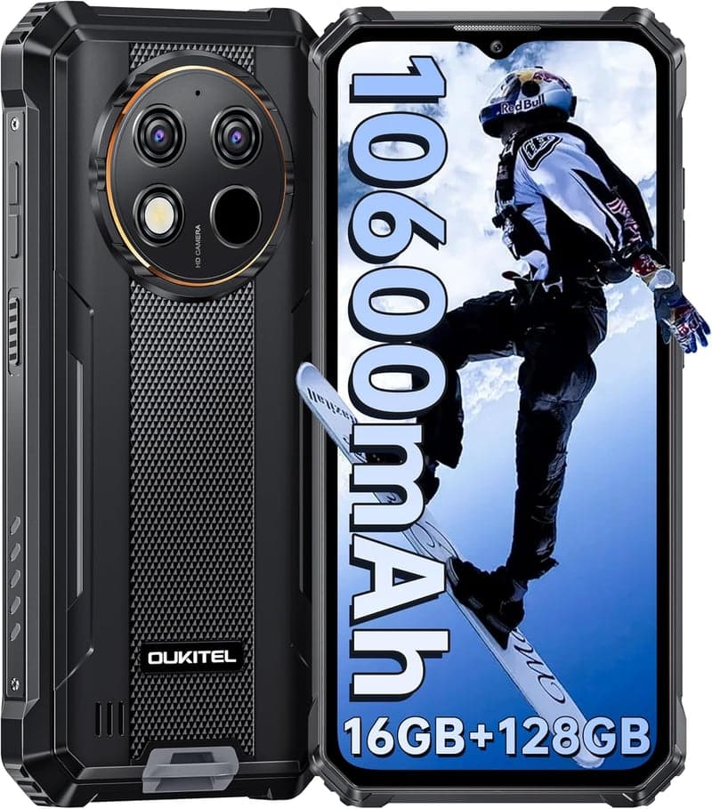 OUKITEL WP28S タフネススマホ 16GB RAM/128GB ROM 10600mAhバッテリー IP68防水 防塵 6.52インチHDカメラ 4GデュアルSIM