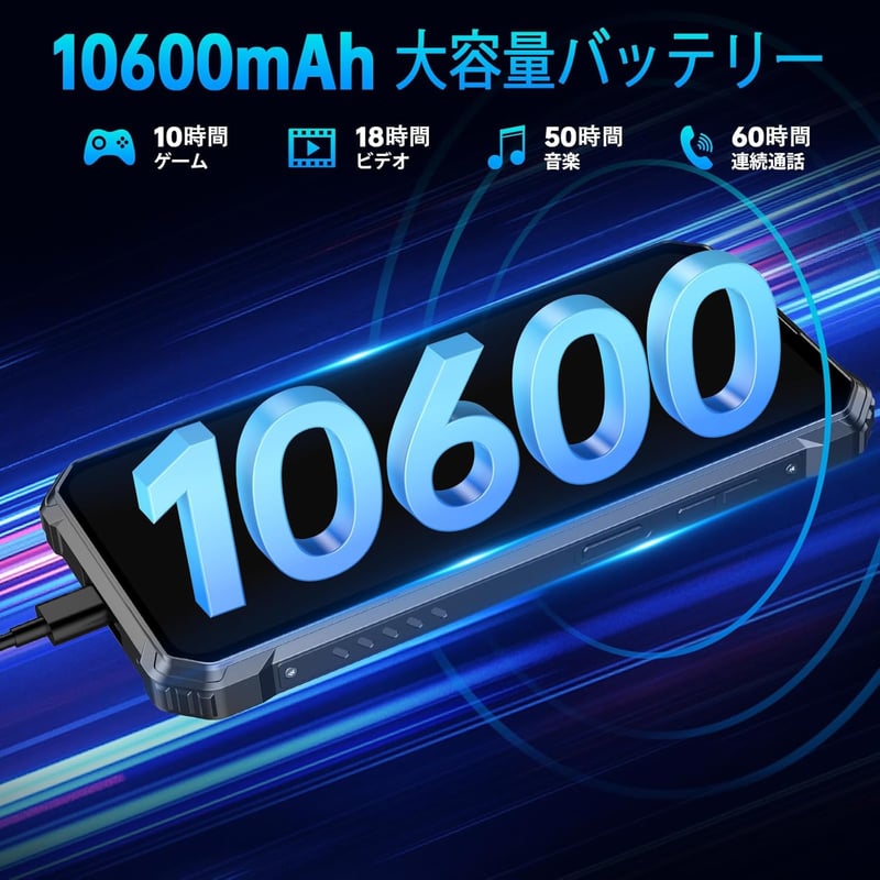 OUKITEL WP28S タフネススマホ 16GB RAM/128GB ROM 10600mAhバッテリー IP68防水 防塵 6.52インチHDカメラ 4GデュアルSIM