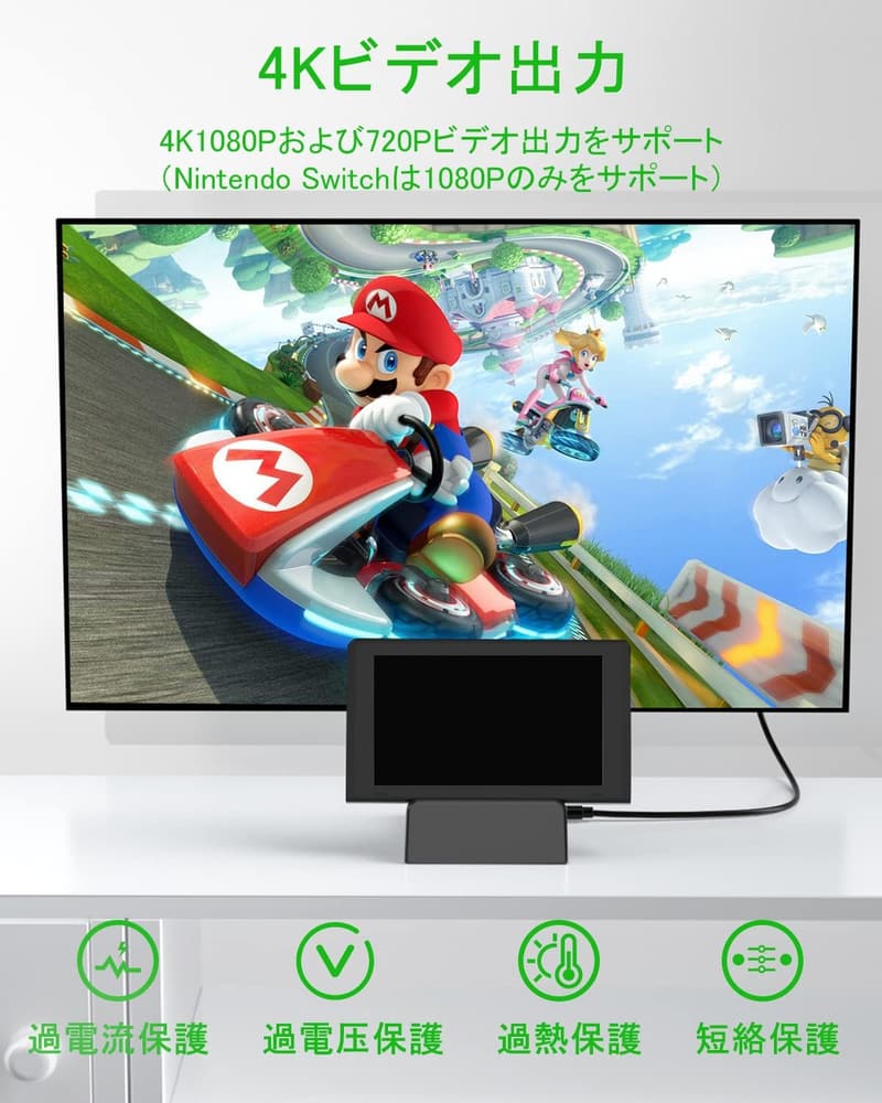 Nintendo Switch対応 スタンドドック 4K・放熱対策・Type-C USBポート (ブラック)