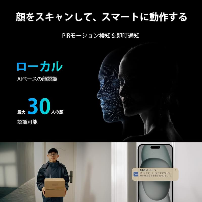 Aqara ワイヤレスビデオドアホン G4 - Alexa/Google Home対応、IPX3防水、一人暮らし向けセキュリティ
