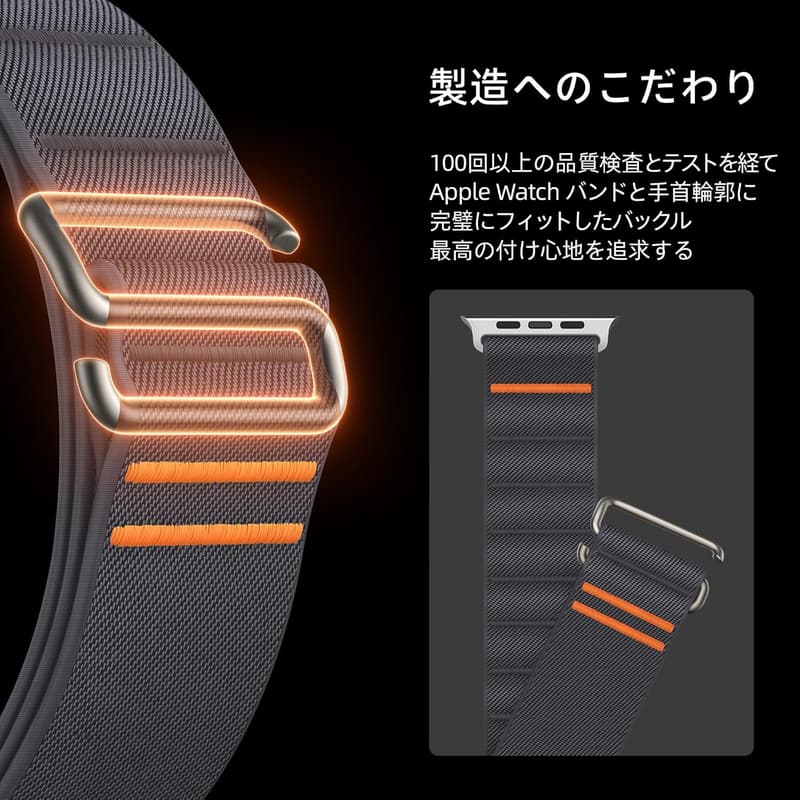 アップルウォッチ用ナイロンバンド（49mm/46mm/45mm/44mm/42mm対応）スポーツタイプ グレー