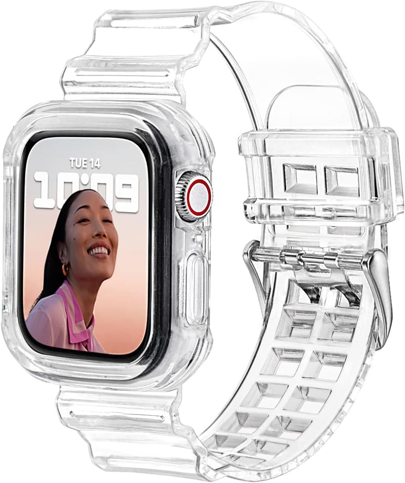 Apple Watch用 耐衝撃TPUバンド 45mm/44mm/42mm/40mm/38mm 用クリア 保護カバー