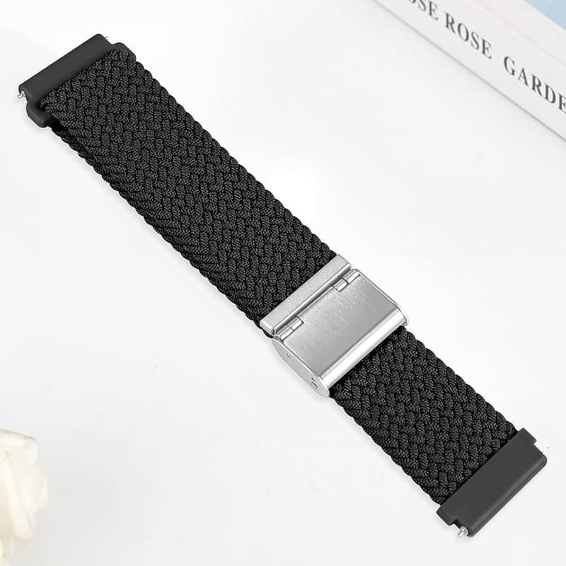 Galaxy Watch 6/5/4用編組ナイロンループバンド 40-47mm対応（工具不要・黒）