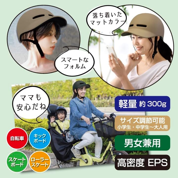 通学・通勤用 超軽量自転車ヘルメット (58～61cm) メンズ・レディース兼用