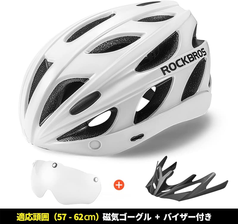大人用超軽量通気性自転車ヘルメット（サイズ調整可能・CE認証・サンシェード付）