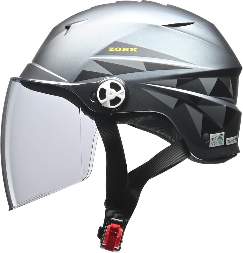 バイク用ハーフヘルメット ZORK スモーキーシルバー 大きめフリー (60~62cm未満)