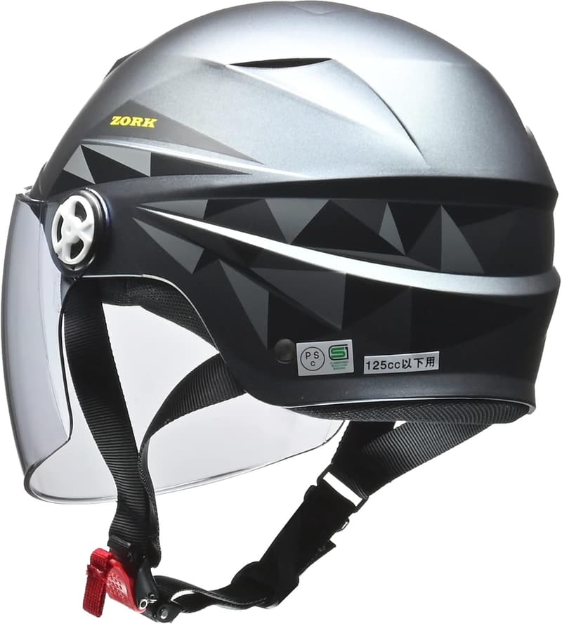 バイク用ハーフヘルメット ZORK スモーキーシルバー 大きめフリー (60~62cm未満)