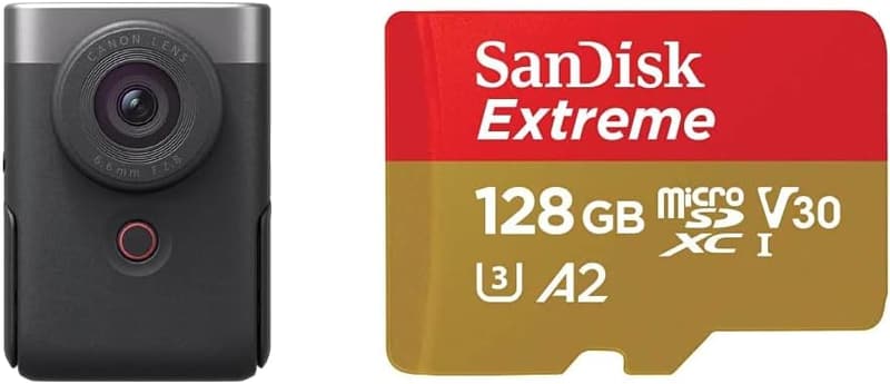 4K動画対応Canon Vlogカメラ PowerShot V10シルバーセット（microSD 128GB付き）