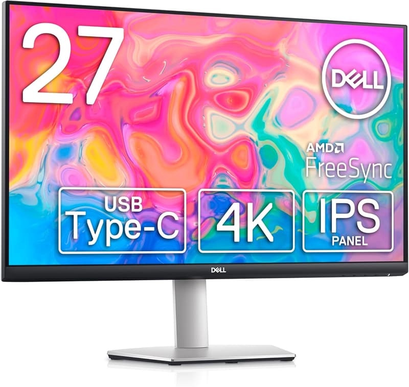 27インチ 4K IPSモニター - Dell S2722QC (USB Type-C/HDMIx2/3年無輝点交換保証)