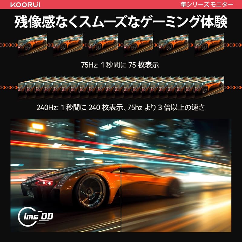 27インチ WQHD ゲーミングモニター 240Hz 1ms G-SYNC対応 アイケア