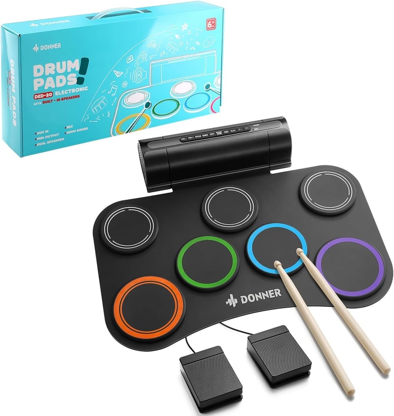 初心者向け 電子ドラムセット ロールアップ スピーカー内蔵 MIDI録音機能付 DED-20R