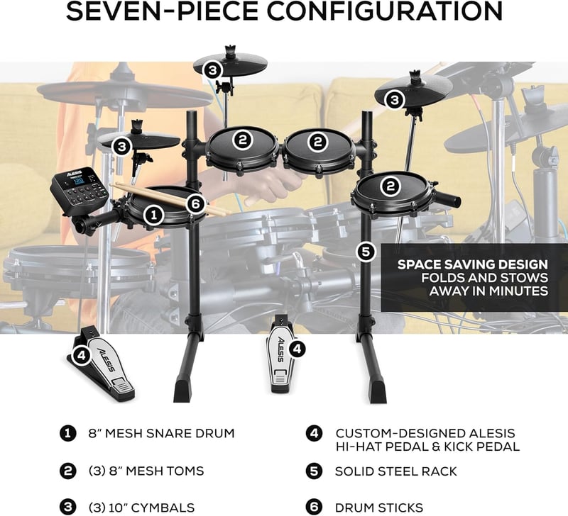 Alesis メッシュヘッド電子ドラムセット 7ピース 3シンバル 日本語説明書付き
