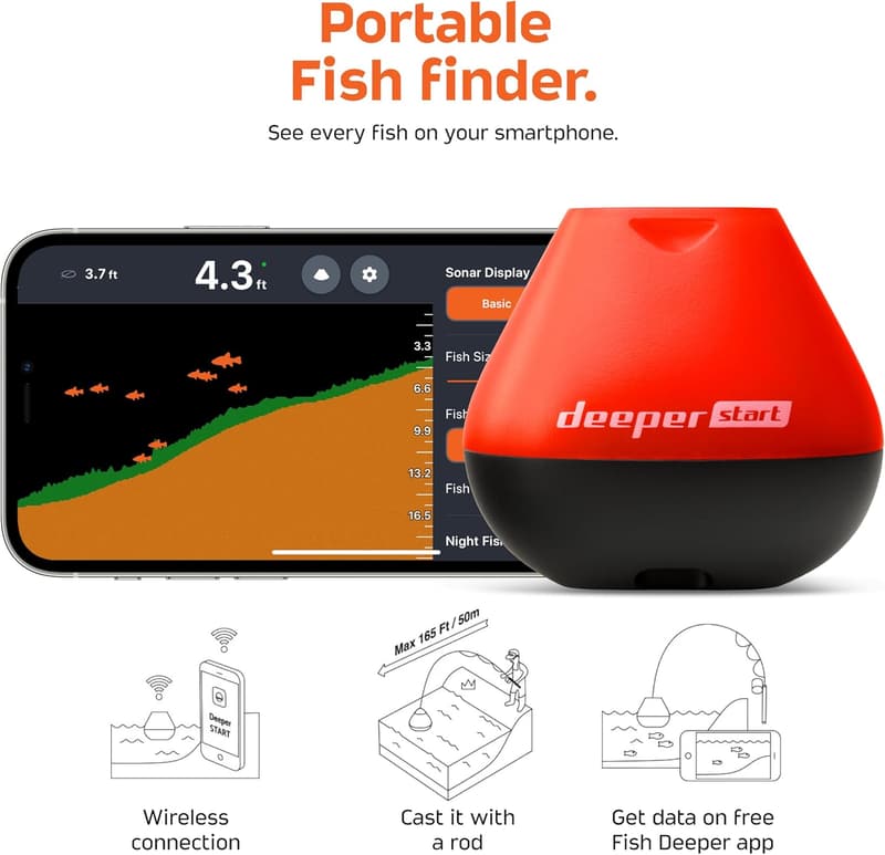 Deeper START キャスタブルWi-Fi魚群探知機 - レクリエーション釣り用