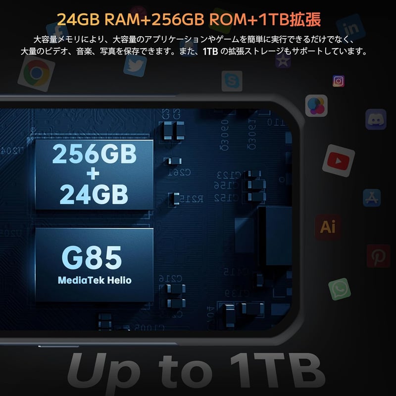 OUKITEL WP35S 防水タフネススマホ｜24GB|256GB|1TB｜11000mAhバッテリー｜58MP＋16MPカメラ｜6.6インチ大画面｜4GデュアルSIM|NFC|指紋認識|顔認証