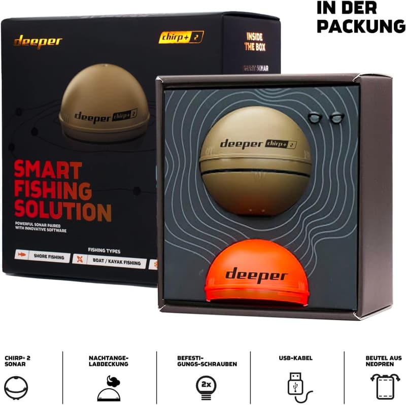 ワイヤレススマート魚群探知機 Deeper CHIRP+ 2 - GPS内蔵・急速充電・最大15時間稼働【日本正規代理店品】