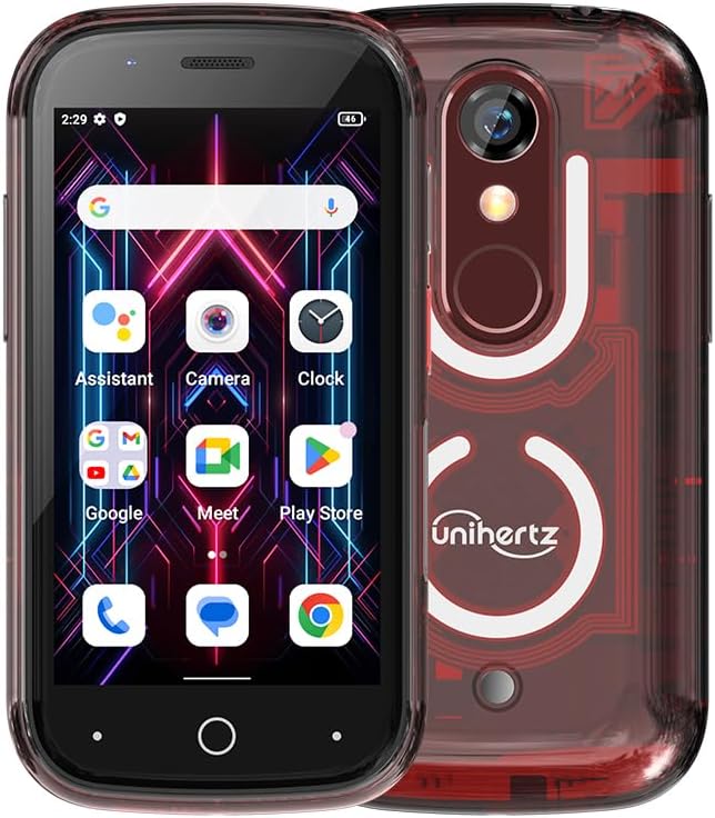 透明デザインのUnihertz Jelly Star Android 13スマートフォン（赤）