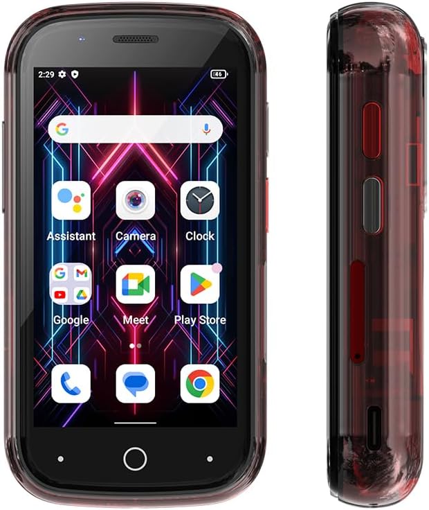 透明デザインのUnihertz Jelly Star Android 13スマートフォン（赤）
