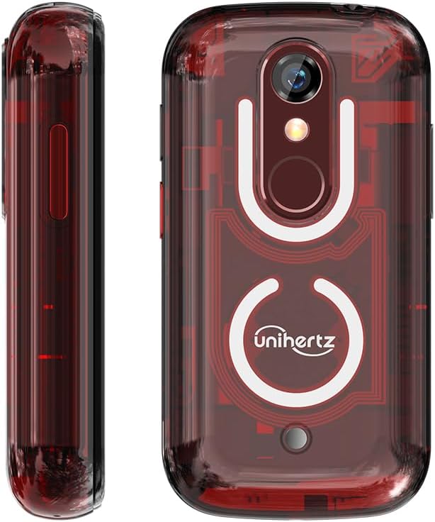 透明デザインのUnihertz Jelly Star Android 13スマートフォン（赤）