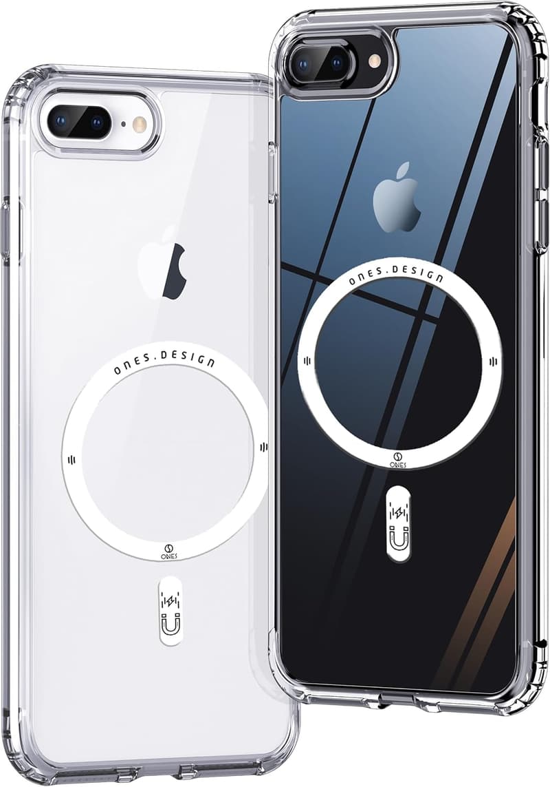 iPhone 8Plus/7Plus対応 超透明マグネットハードケース MIL規格・衝撃吸収シリコンバンパー付き