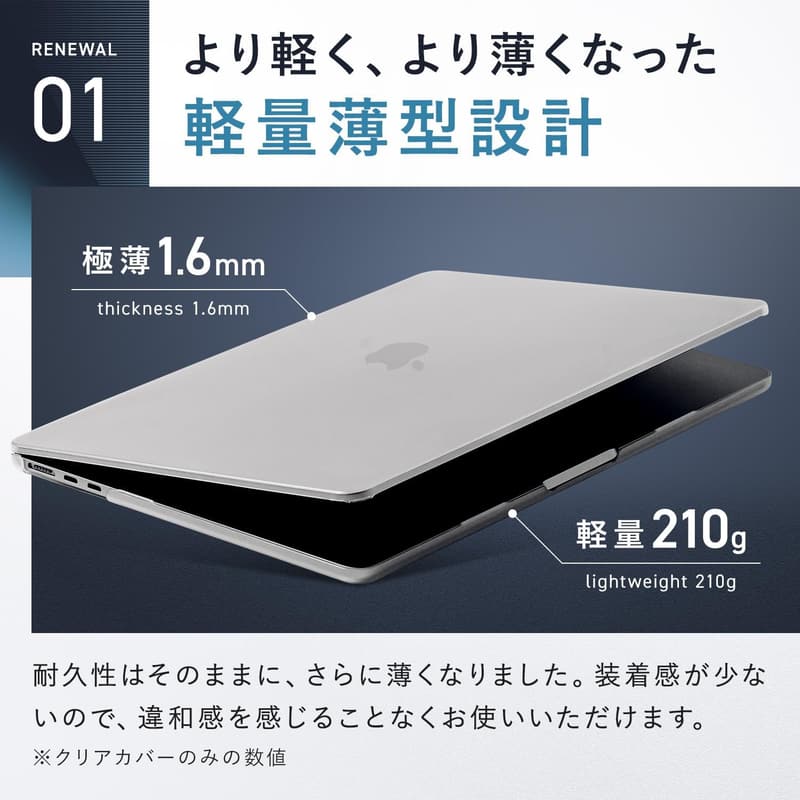 【傷防止】MacBook Pro 14インチ M4/M4 Pro/M4 Max対応 クリアマットハードカバー