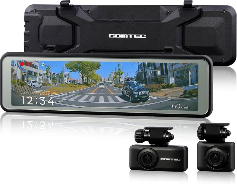 コムテック ミラー型ドライブレコーダー AZDR48 前後200万画素 GPS搭載 FullHD