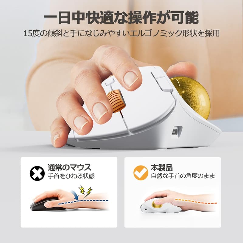 ProtoArc ワイヤレストラックボールマウス Bluetooth/2.4GHz対応 大容量バッテリー 進む/戻るボタン付き 【2024新登場】