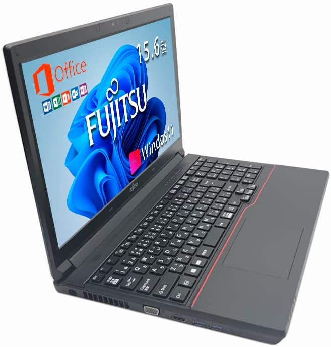 整備済み 富士通ノートパソコン LIFEBOOK A574 / Win 11 / Office 2019 / Celeron / 4GBメモリ / 128GB SSD / Webカメラ / DVD / Bluetooth / 中古