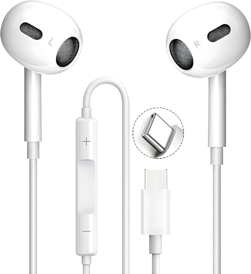 有線タイプCイヤホン マイク付き HiFi重低音 快適装着 人間工学設計 防水 軽量 互換性あり