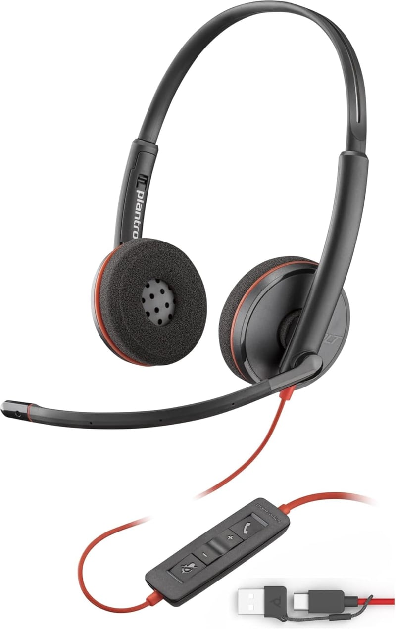 有線ノイズキャンセリングヘッドセット Poly Blackwire 3220 USB-C/A - Windows・Mac用【2年保証】