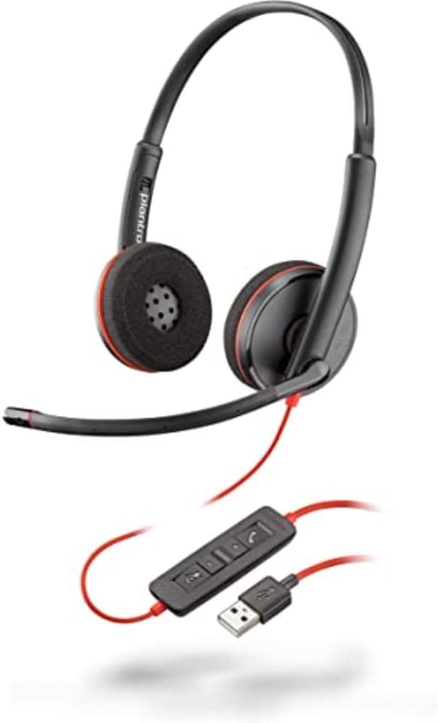 Plantronics ブラックワイヤー C3220 有線ステレオヘッドセット - ノイズキャンセリング - 両耳用