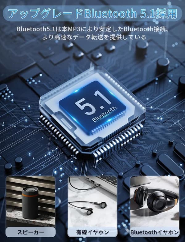 Bluetooth5.1 MP3プレーヤー 32GB内蔵・128GB拡張可能 スピーカー搭載 ブラック