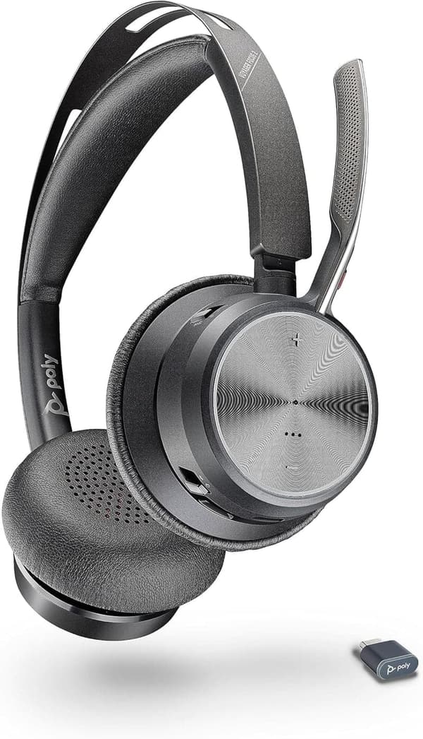 ポリワイヤレスヘッドセット Voyager Focus 2 - ノイズキャンセリング・軽量・Bluetooth USB-Cドングル付【正規品】