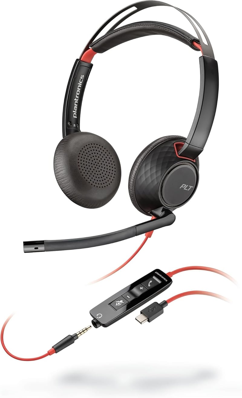 USB-C & 3.5mm接続 有線ノイズキャンセリングヘッドセット（Blackwire 5220）【Windows/Mac対応・Web会議用】