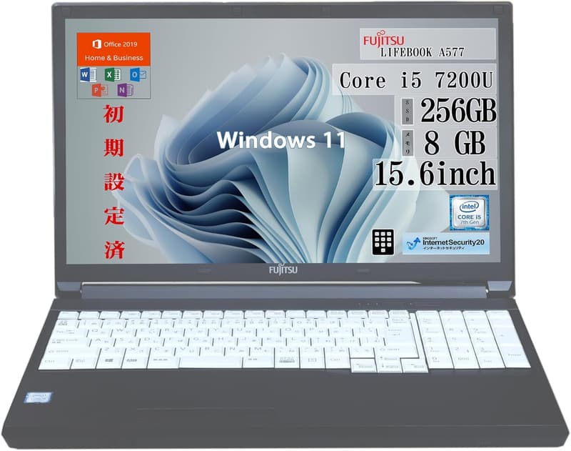 整備済品 富士通 15.6型 ノートパソコン A577/ Win11 Pro/MS Office H&B 2019 / Core i5/ 8GB/ 256GB SSD