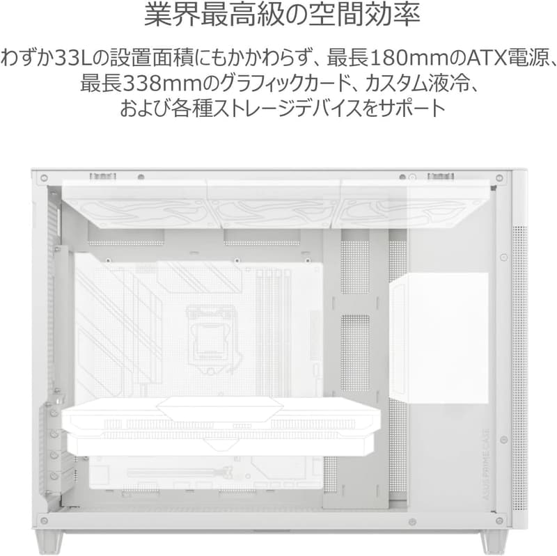 ASUS PRIME CASE MESH ホワイトエディション ミドルタワーケース【冷却重視 / ミニATX対応】