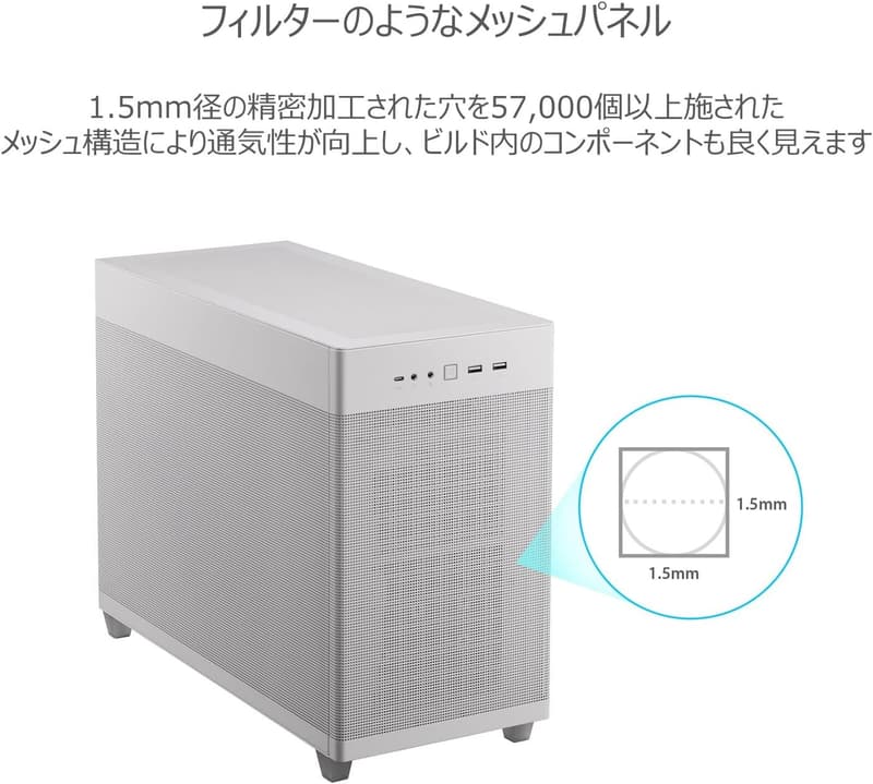 ASUS PRIME CASE MESH ホワイトエディション ミドルタワーケース【冷却重視 / ミニATX対応】
