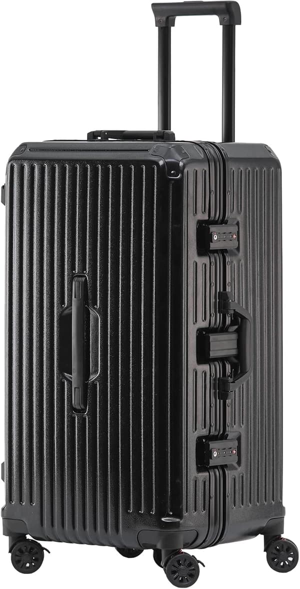 出張用大容量トロリースーツケース Sサイズ アルミフレーム ブラック 85L