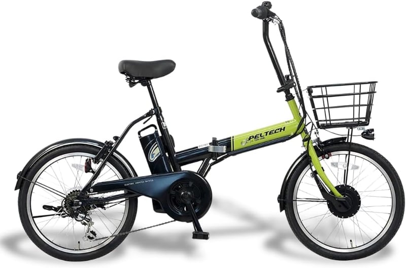折り畳み電動アシスト自転車 20インチ 6段変速 ライムグリーン×ブラック