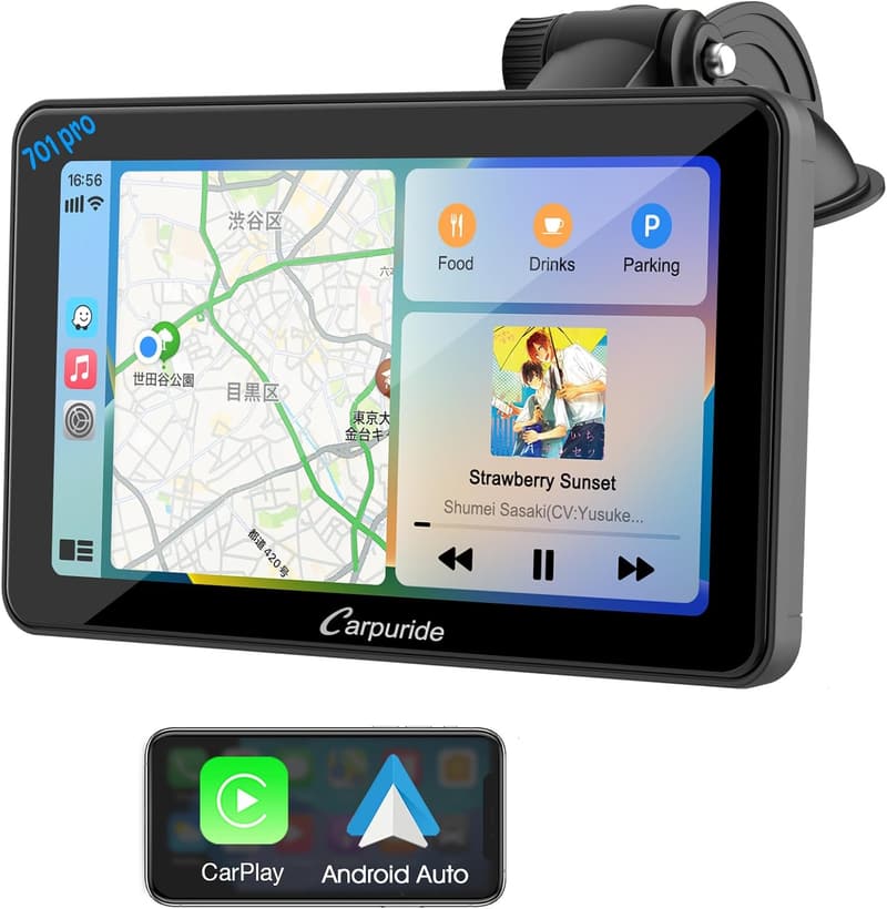 ポータブルカープレイ 7インチHDタッチスクリーン Bluetoothオーディオ送受信機 カーオーディオ用 日本語説明書付き