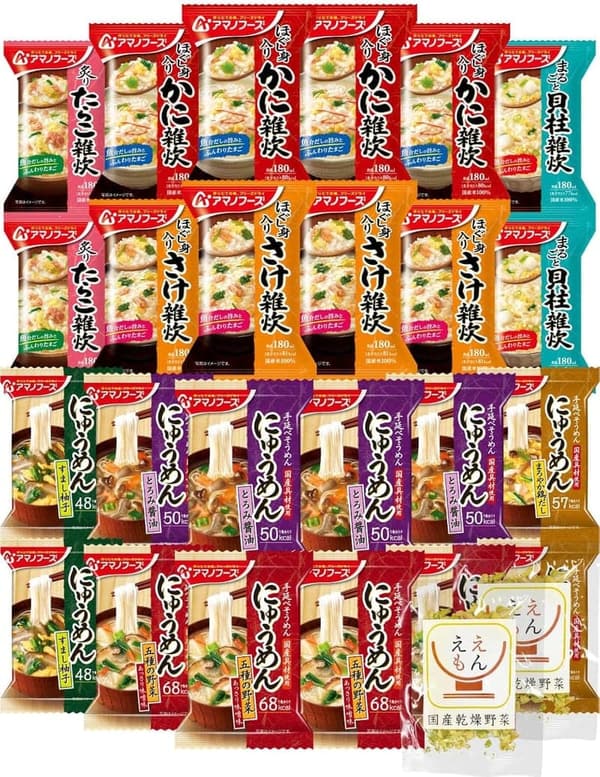 アマノフーズ フリーズドライ 雑炊・にゅうめんセット 8種24食 国産乾燥野菜使用