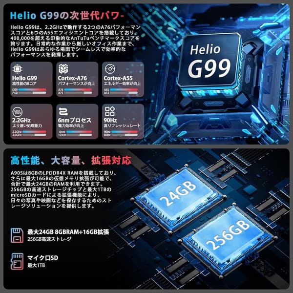AvidPad 11インチ Android タブレット - 24GB+256GB, FHD, SIMフリー, 日本語仕様, 軽量510g