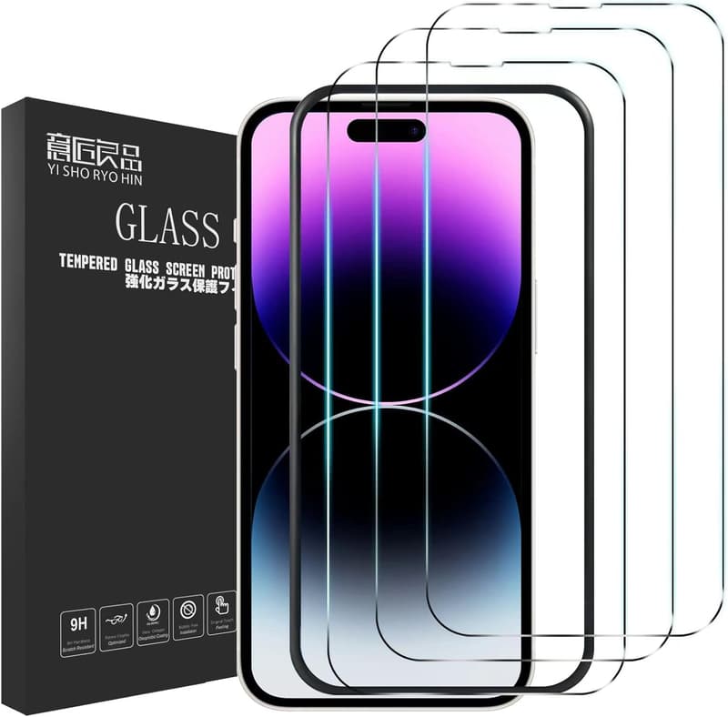iPhone15用国産AGC製ガラスフィルム 3枚セット 極薄9H 気泡なし ラウンドエッジ
