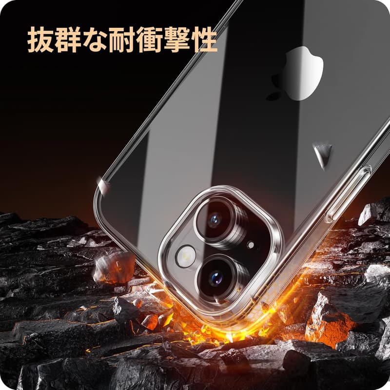 iPhone 15用クリアTPUケース 軽量・衝撃吸収・ワイヤレス充電対応